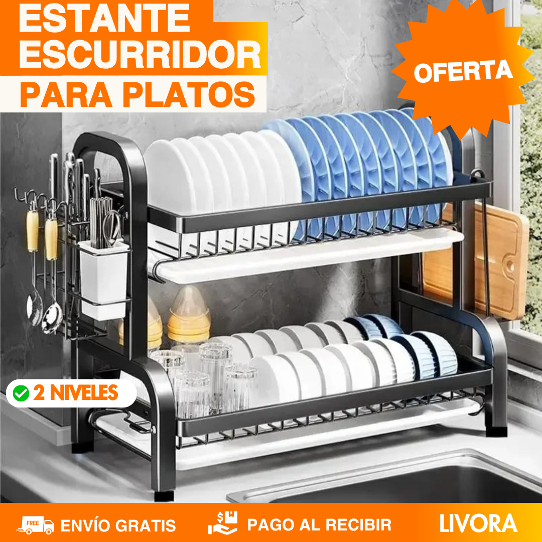 ESCURRIDOR DE PLATOS 2 NIVELES - PREMIUM